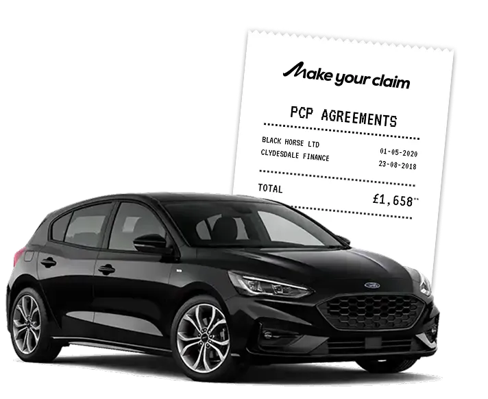 Past car finance vehicle with sample PCP agreements receipt
